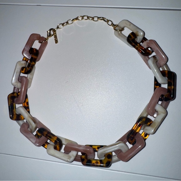 Isadora necklace chain link 🔗 pink brown white crystal look style chained gold - Picture 5 of 10